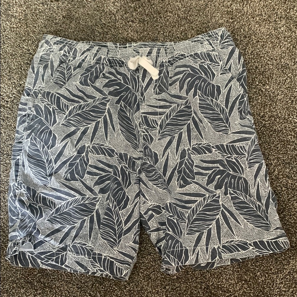 Men's Blue Leaf Print Swim Shorts